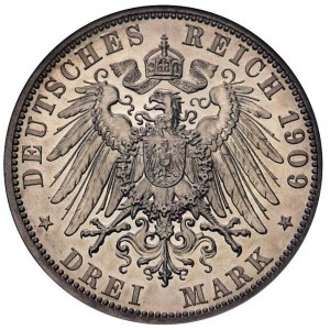 Fryderyk II 1904-1918, 3 marki 1909/A, Berlin, J. 23, m...