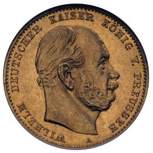 10 marek 1872/A, Berlin, J. 242, Fr. 3819, złoto, wyśmi...