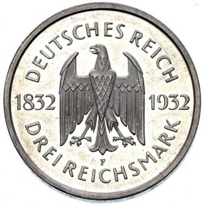 3 marki 1932/F, Stuttgart, Goethe, J. 350