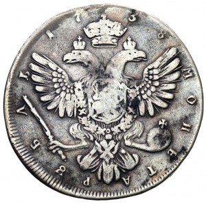 rubel 1738, Petersburg, Aw: Popiersie i napis wokoło, R...