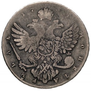 rubel 1739, Moskwa, Aw: Popiersie i napis wokoło, Rw: O...