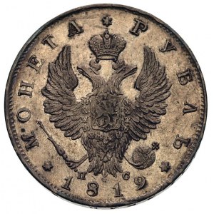 rubel 1819, Petersburg, Bitkin 101, Uzd. 1450, ładny eg...