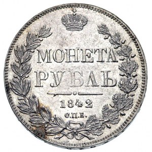 rubel 1842, Petersburg, Bitkin 136, Uzd. 1603, lekko cz...