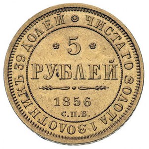 5 rubli 1856, Petersburg, Bitkin 2, Fr. 163, złoto 6.54...
