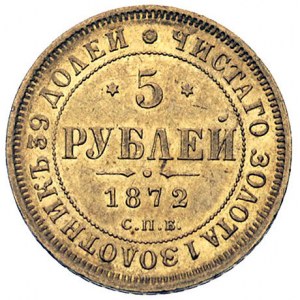 5 rubli 1872, Petersburg, Bitkin 20, Fr. 163, złoto 6.5...