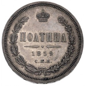 połtina 1859, Petersburg, odmiana z mniejszą koroną, Bi...
