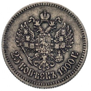 25 kopiejek 1900, Petersburg, Bitkin 90 (R), Uzd. 2113,...