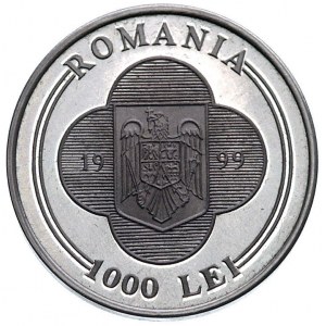 1000 lei 1999, moneta z okazji wizyty Jana Pawła II, sr...