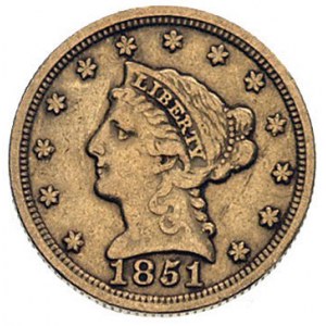 2 1/2 dolara 1851, Filadelfia, stary typ rewersu, Fr. 1...