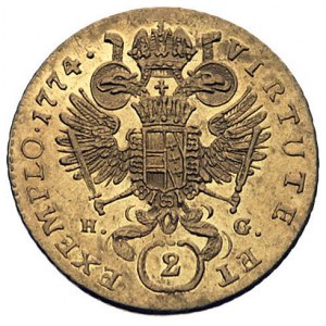dwudukat 1774/E, Karlsburg, Huszar 1830, Fr. 191, złoto...