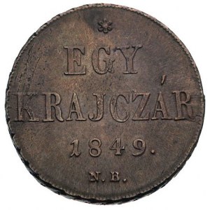 1 krajcar 1849 NB, Nagybanya, Huszar 2097, bardzo ładni...