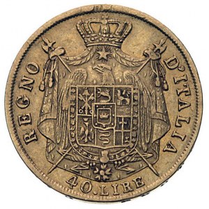 40 lirów 1810 M, Mediolan, Fr. 5, złoto 12.80 g
