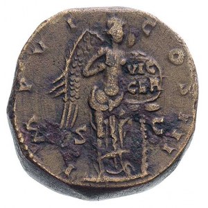 Marek Aureliusz 161-180, sesterc, Aw: Popiersie w wieńc...