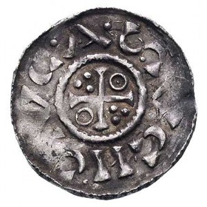 Henryk II król 1009-24, denar, Aw: Popiersie i napis, R...