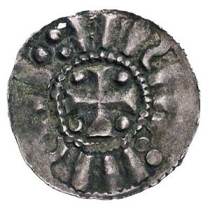 denar 1020-25 r, Aw: Krzyż i imitacja napisu, Rw: Figur...