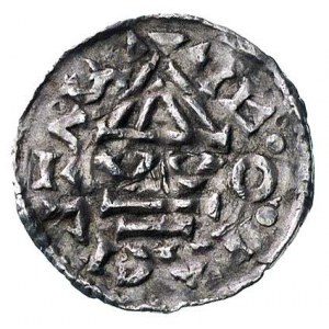 biskup Liutolf 989-996 r., denar, Aw: Krzyż i napis w o...