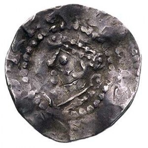 Henryk II 1002- 1024, denar, Aw: Głowa w diademie w lew...