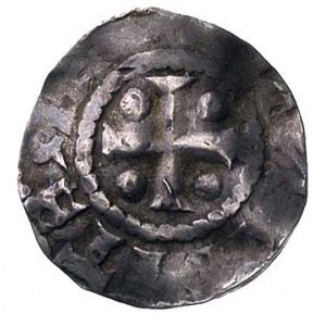 Henryk II 1002- 1024, denar, Aw: Głowa w diademie w lew...