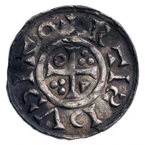 król Henryk II 1009-1024, denar, Aw: Popiersie w prawo ...