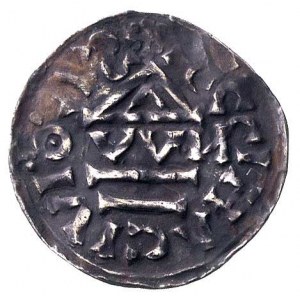 król Henryk II 1002- 1009- I okres, denar, Aw: Krzyżyk ...