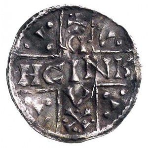 książę Henryk V Mozelski 1018-1026, denar, Aw: W krzyżu...