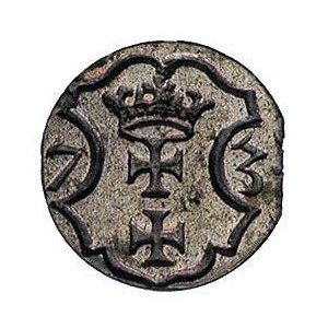 denar 1573, Gdańsk, T. 5, moneta z końcówki blachy ale ...