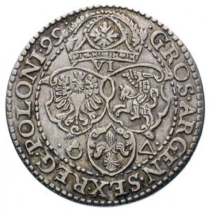 szóstak 1599, Malbork, rzadka odmiana z dużą głową król...