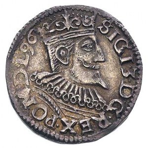 trojak 1596, Wschowa, końcówka daty za głową króla, mał...