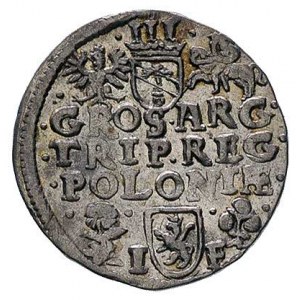 trojak 1596, Wschowa, końcówka daty przy głowie króla, ...