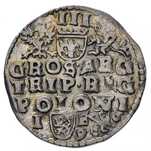 trojak 1596, Lublin, na awersie napis REX PO M D L, koń...