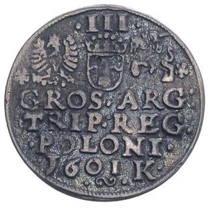 trojak 1601, Kraków, popiersie króla w lewo, ciemna pat...