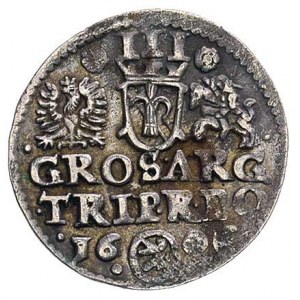 trojak 1606, Kraków, herb Lewart przedziela datę, III m...