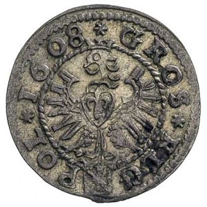 grosz 1608, Kraków, na awersie korona, ładnie zachowany