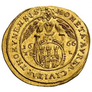 dukat 1666, Toruń, złoto, 3.46 g, H-Cz. 2307 (R5), Kale...