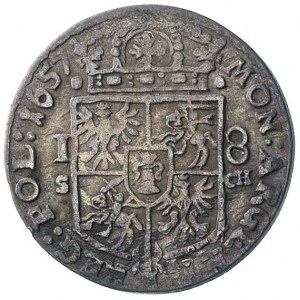 ort 1657, Kraków, litery IT pod popiersiem króla i S-CH...