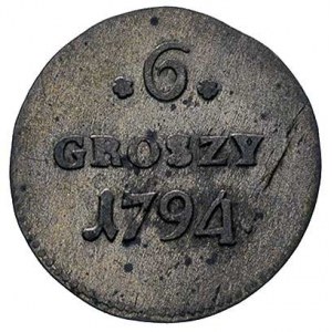 6 groszy 1794, Warszawa, Plage 209, wada blachy, patyna