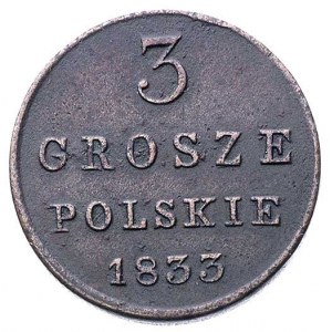 3 grosze 1833, Warszawa, Plage 176, Bitkin 1046, ciemna...