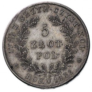 5 złotych 1831, Warszawa, Plage 272, justowanie na rewe...