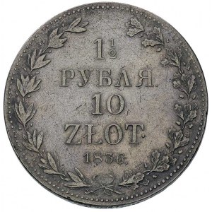 1 1/2 rubla = 10 złotych 1836, Warszawa, duże cyfry dat...