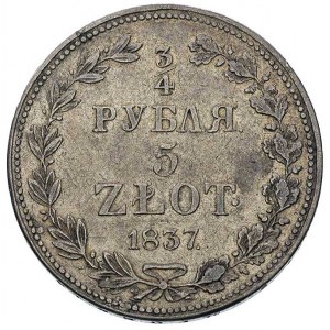 3/4 rubla = 5 złotych 1837, Warszawa, Plage 1143, Bitki...