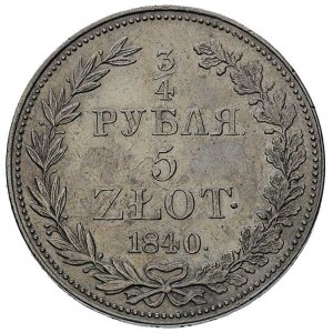 3/4 rubla = 5 złotych 1840, Warszawa, Plage 365, Bitkin...
