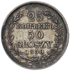 25 kopiejek= 50 groszy 1850, Warszawa, Plage 388, Bitki...
