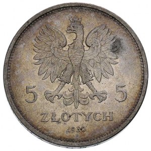 5 złotych 1930, Warszawa, Sztandar, Parchimowicz 115 a,...