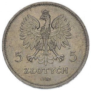5 złotych 1932, Warszawa, Nike, Parchimowicz 114 e, naj...