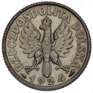 1 złoty 1924, Głowa Kobiety na rewersie wypukły napis E...