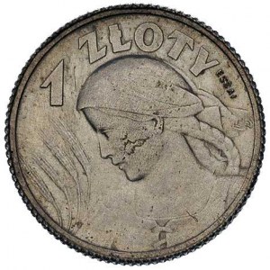 1 złoty 1924, Głowa Kobiety na rewersie wypukły napis E...