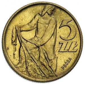 5 złotych, 1959, na rewersie wypukły napis PRÓBA, mosią...