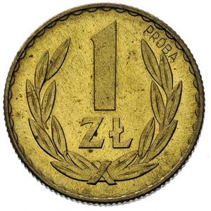 1 złoty, 1949, na rewersie wklęsły napis PRÓBA, mosiądz...