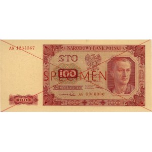 100 złotych 01.07.1948, seria AG 1234567 AG 8900000, SP...