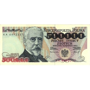 500.000 złotych 16.11.1993, seria AA, Miłczak 193b, ban...
